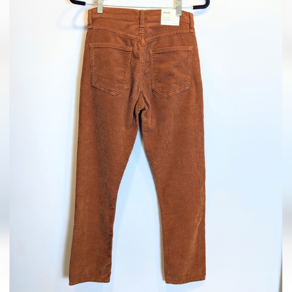 AGOLDE Riley Long High Rise Straight Brown Corduroy Pants Size 25 - Picture 4 of 8